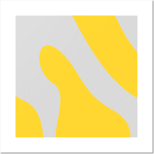 Boho gray and yellow pastel swirl pattern Posters and Art